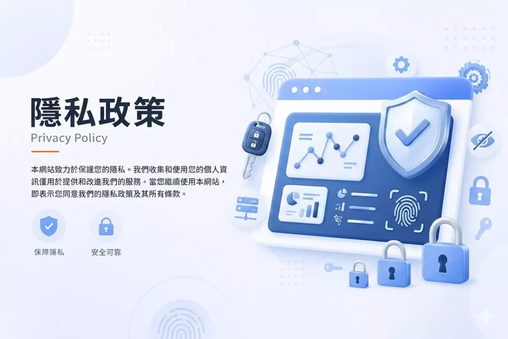 隱私權政策頁面封面圖，介紹網站資料保護與隱私安全內容